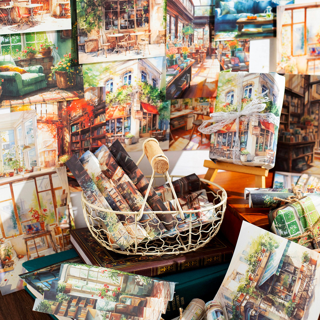 

Mr.paper Material Paper Cardstock Retro Street Scene Set Material Art Notebook Material Room Decoration Postcard Card Pack