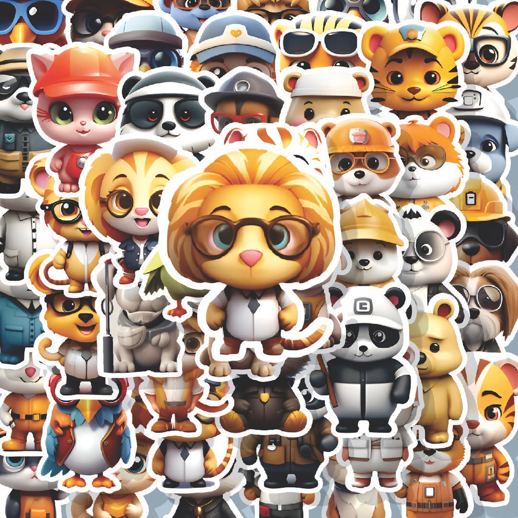 

100PCS Lucu Stiker Animal Cartoon Profesion Series [Serial Profesi Kartun Hewan] Stiker Aesthetic Stiker Anti Air Stikers Berperekat Waterproof sticker decal buat Motor Helm Buku Journal Koper Casing HP Laptop Botol Minum Hadiah anak