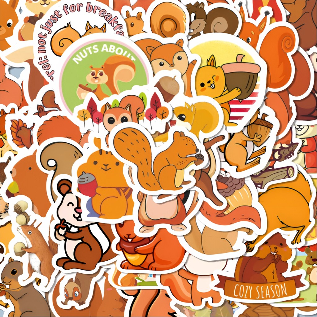 

100PCS Lucu Stiker Hewan Squirel [Tupai] Stiker Aesthetic Stiker Anti Air Stikers Berperekat Waterproof sticker decal buat Motor Helm Buku Journal Koper Casing HP Laptop Botol Minum Hadiah anak