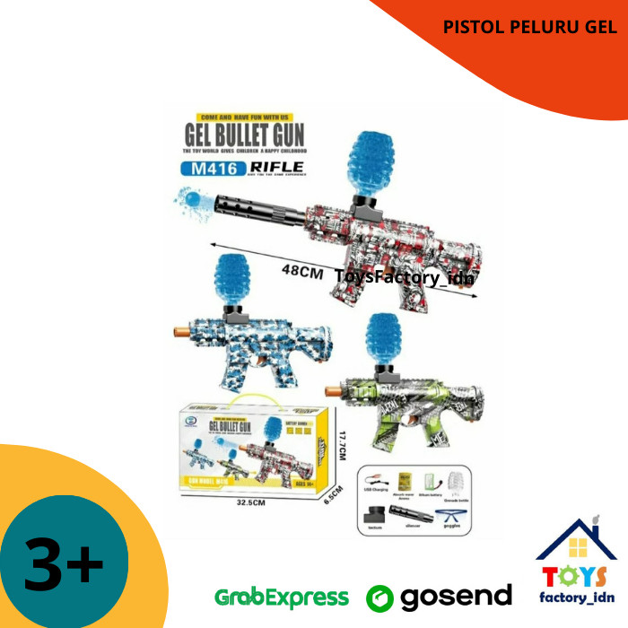 SEVS.QOR Mainan Anak Senjata Peluru Gel Air Blaster Gun Tembakan FREE BATERE