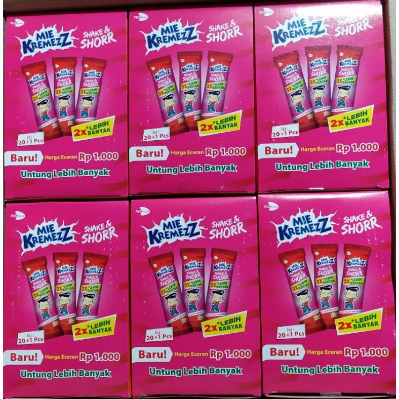 

Mie KremezZ Shor Box Rasa Keju / Balado / Ayam Panggang ( isi 20+1 @15gr )