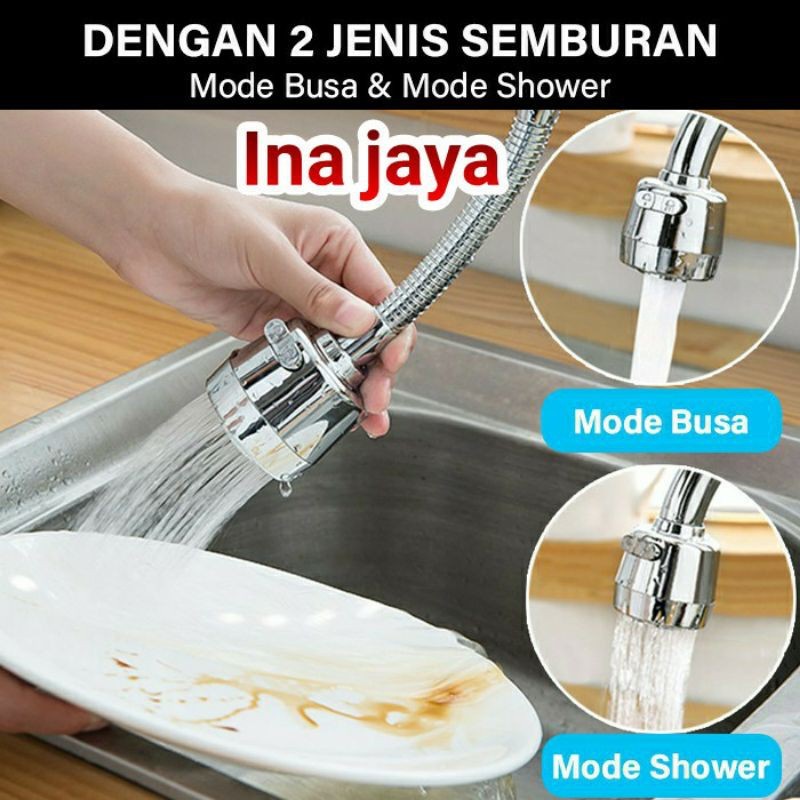 COD INAJAYA Sambungan Kran Shower Cuci Piring Sower Keran Cucian Dapur Lentur 360 Drajat 2 Pngaturan