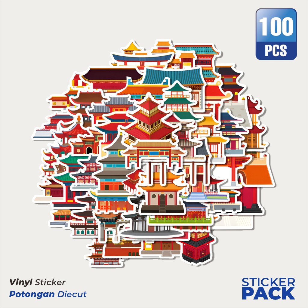 

Super Hemat! 100 PCS Stiker Funny Historical Building [Bangunan Bersejarah Lucu]
