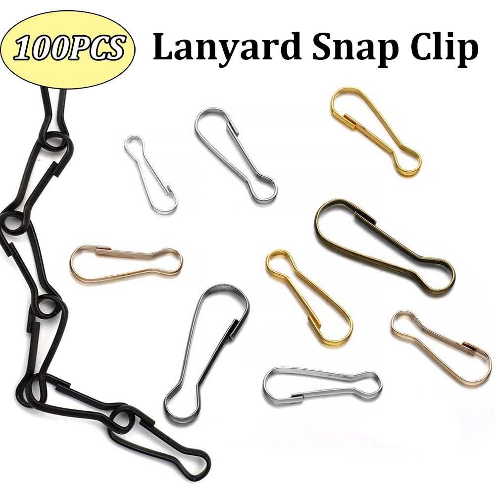 

100PCS Lanyard Snap Clip Stainless Steel Lanyard Detachable Spring Hooks Small karabiner for Wallets ID Cards DIY Crafts