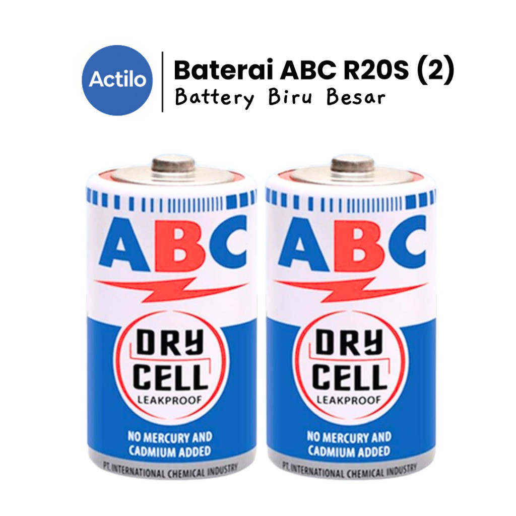 Baterai Besar ABC Biru D R20 1.5V (isi 2pcs) - Baterai ABC Biru R20S D Battery Besar