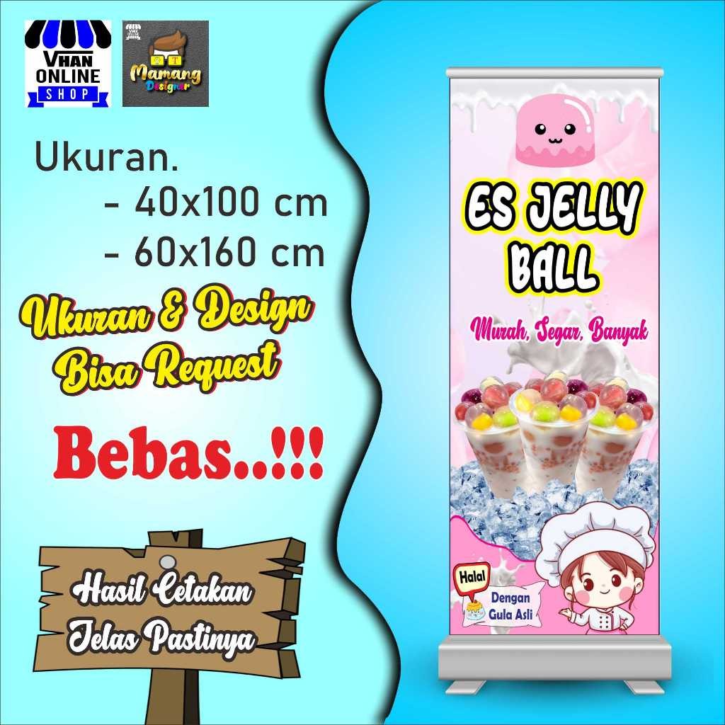Spanduk, Banner, Mmt Es Jelly Ball, Model Pink, Es Buah Jelly