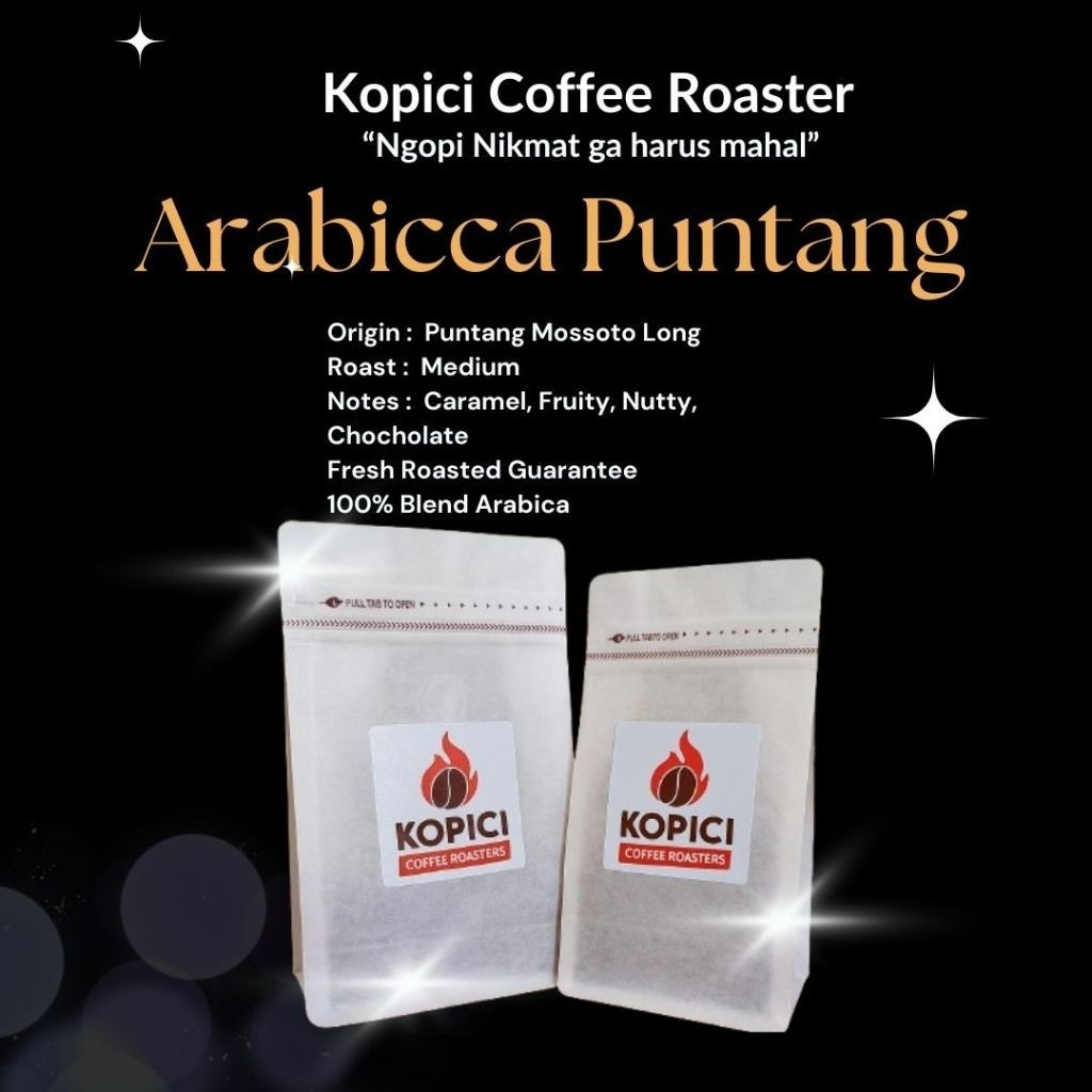 

KOPICI Kopi Arabica Puntang Single Origin. Medium Roast. Biji Kopi Pilihan
