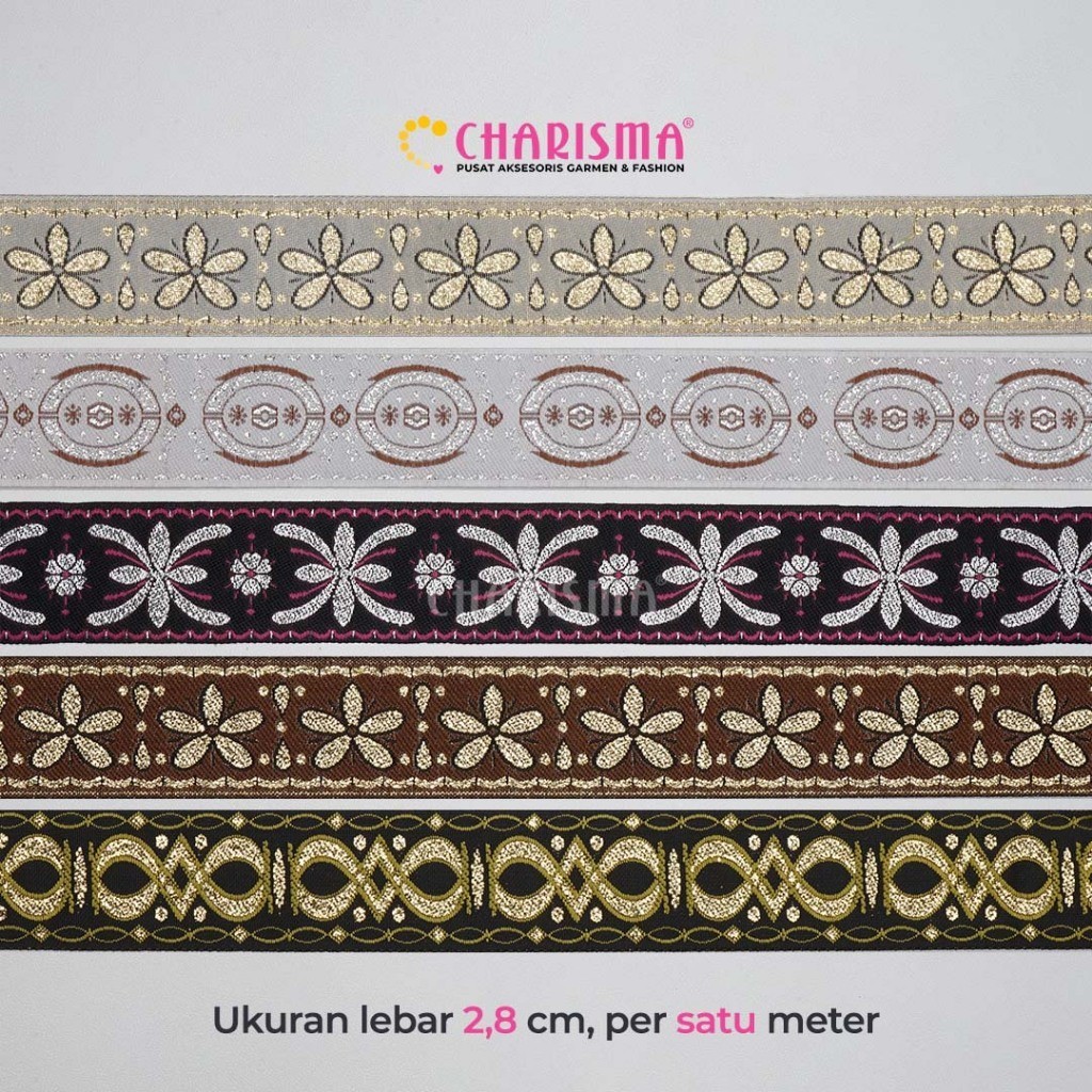 

Charisma Pita Gamis 7/ Pita Gamis lebar 2,8cm / Harga Per 1 Meter