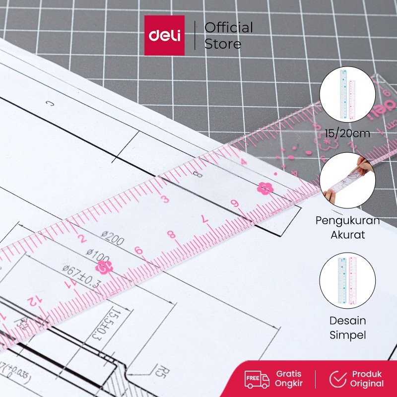 

Deli Penggaris Sekolah Design Lucu/ School Straight Edge 15cm, 6Inch/ 20cm 8 inch Metric and inch graduation EH65X