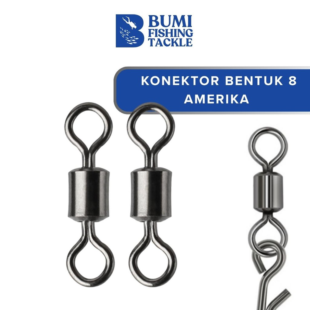 Bumi Fishing Konektor Kili-Kili Bentuk 8 Swivel Amerika Perlengkapan Pancing Memancing Kail Hook Ump