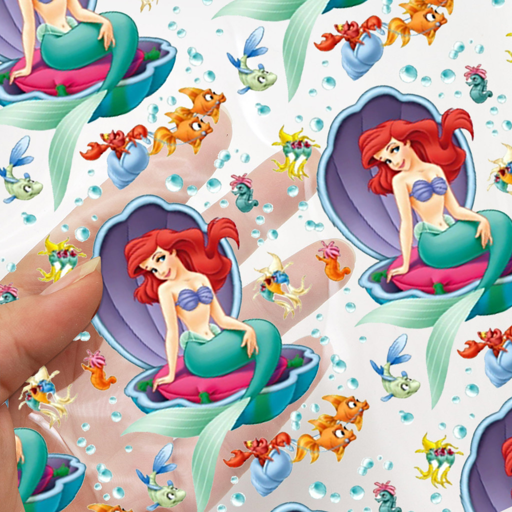 

Waterproof Transparent Faux Leather Sheet UV-Printed Disney Princess Designs PVC Vinyl For DIY Crafts Bows Earrings Bags Crafts