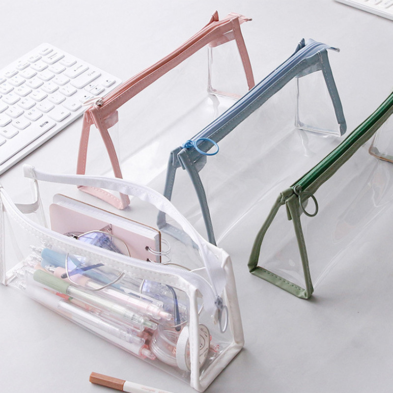 

1Pcs Transparent PVC Storage Bag Large Capacity Makeups Stationery Pencil Bag Pencilcase Card Holder Waterproof Stationery Bag