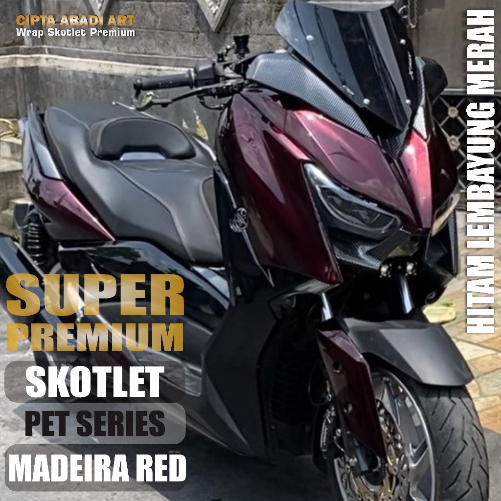 SKOTLET STIKER MOTOR HITAM LEMBAYUNG MERAH RED CHAMELEON GALAKTIK MEDEIRA SKOTLET MERAH BUNGLON SKOT