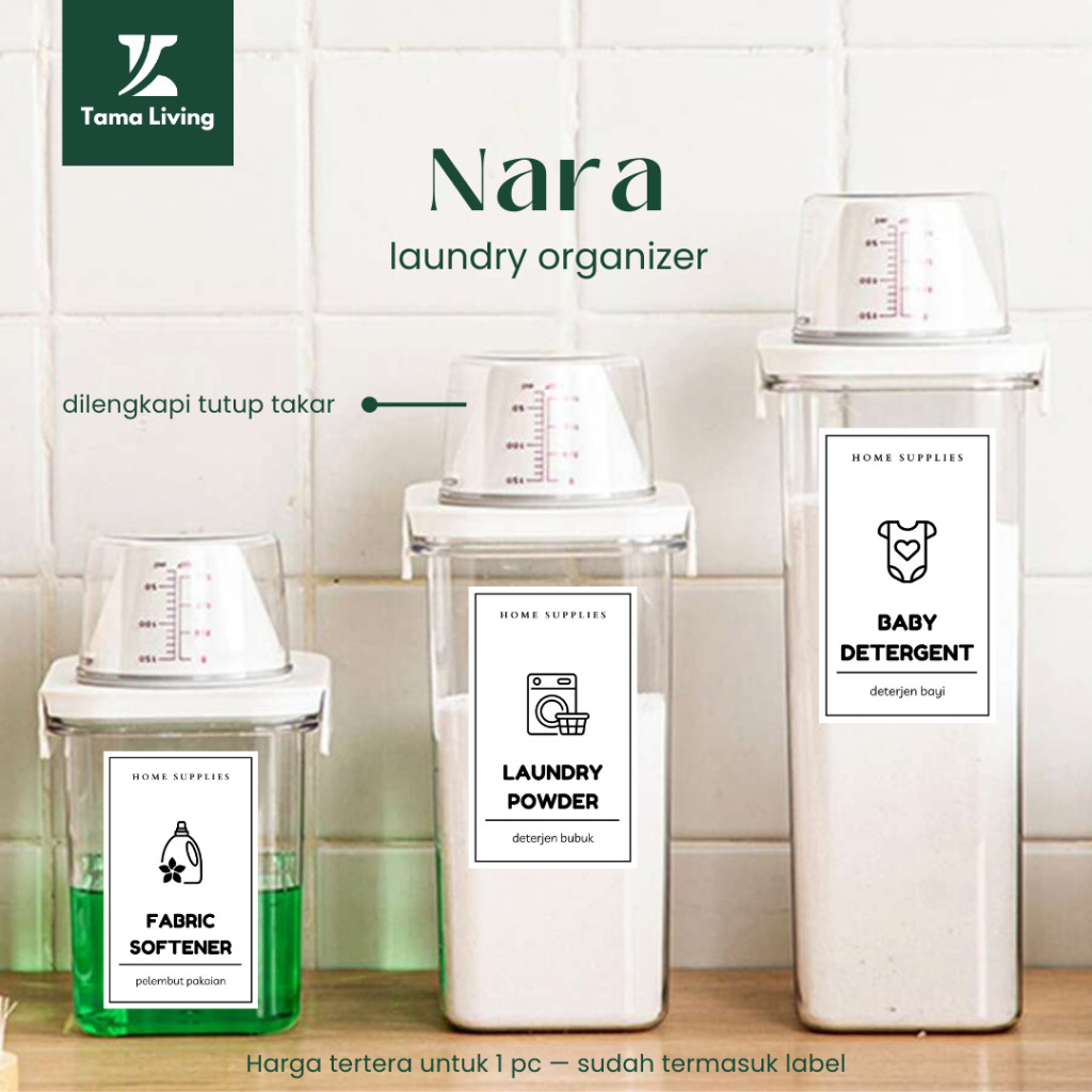 TAMA LIVING Nara Laundry Botol Refill Deterjen Laundry Organizer Botol Sabun Botol Refill Sabun