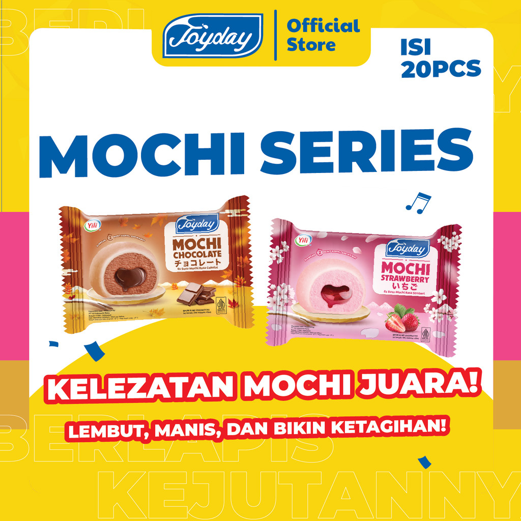 

Joyday Mochi Ice Cream - Paket 2 Rasa (Strawberry & Chocolate) Isi 20 PCS | Lembut & Kenyal!
