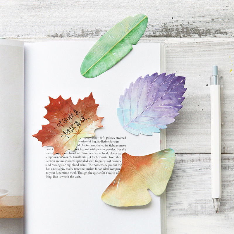 

1pc 25 Pages Shaped Leaves Scratch Pad, Green Plants Markers Information Sticky Notes School Office Supplies Stationery