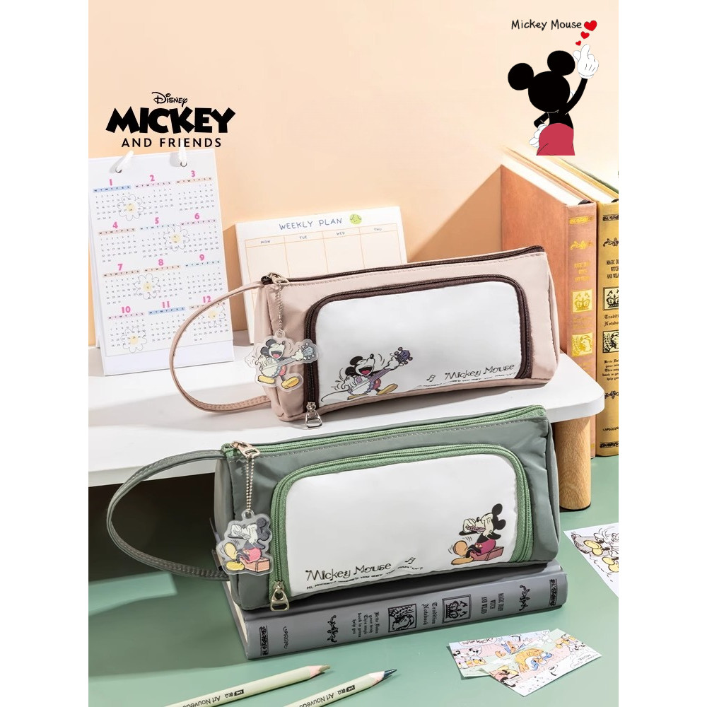 

Disney Mickey cartoon cute student pencil case creative Kawaii stationery pencil double-layer storage bag anime peripheral gift