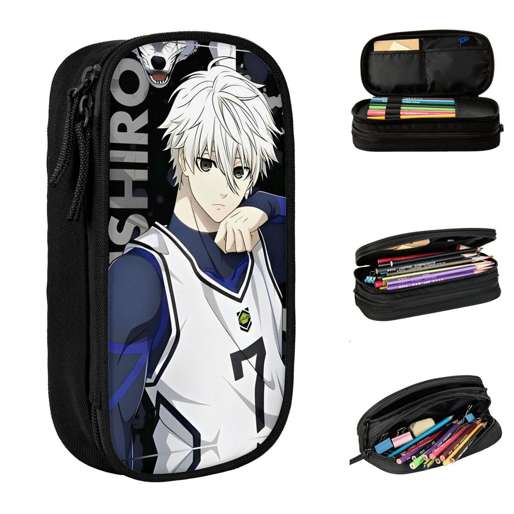 

Blue Lock Soccer Player Pencil Case Pen Box Bags for Student Large Storage Students School Zipper Pencil Box