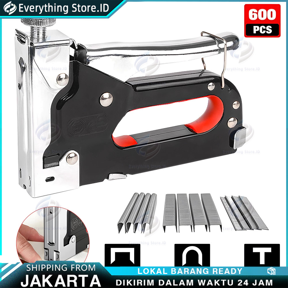 

600 paku tiga-dalam-satu pistol paku stapler pistol konstruksi DIY furnitur bangunan dekorasi pistol stapler multifungsi pistol stapler dekorasi rumah alat pertukangan
