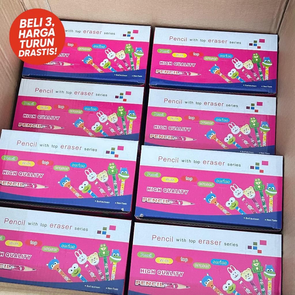 

24 PCS Pensil + Penghapus Lucu Karakter Animasi