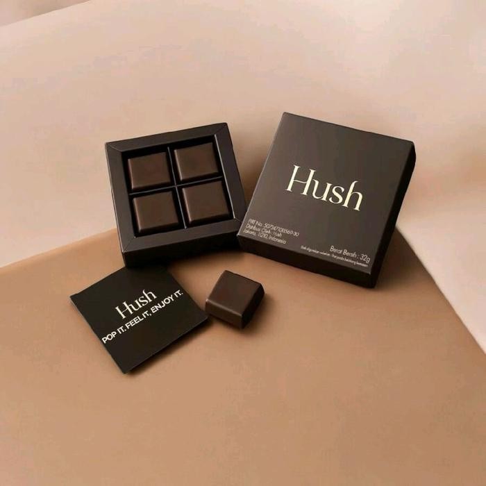 

Coklat Hush Chocolate Milk Dark Camilan Cokelat Untuk Pria dan Wanita 1 Box Isi 4 Pcs ORIGINAL