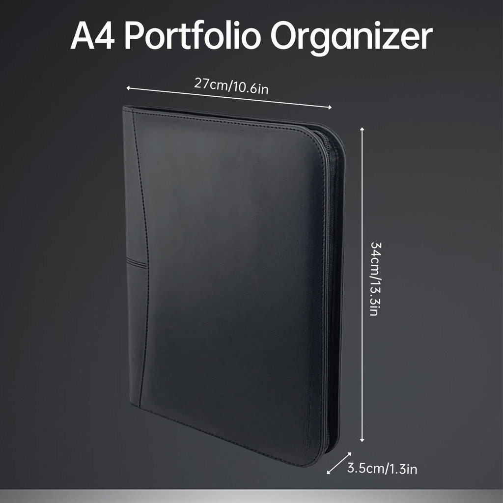 

Bisofice Zippered Business Padfolio A4 PU Leather Portfolio Organizer for Interview Resume Document Planner Agenda Holder