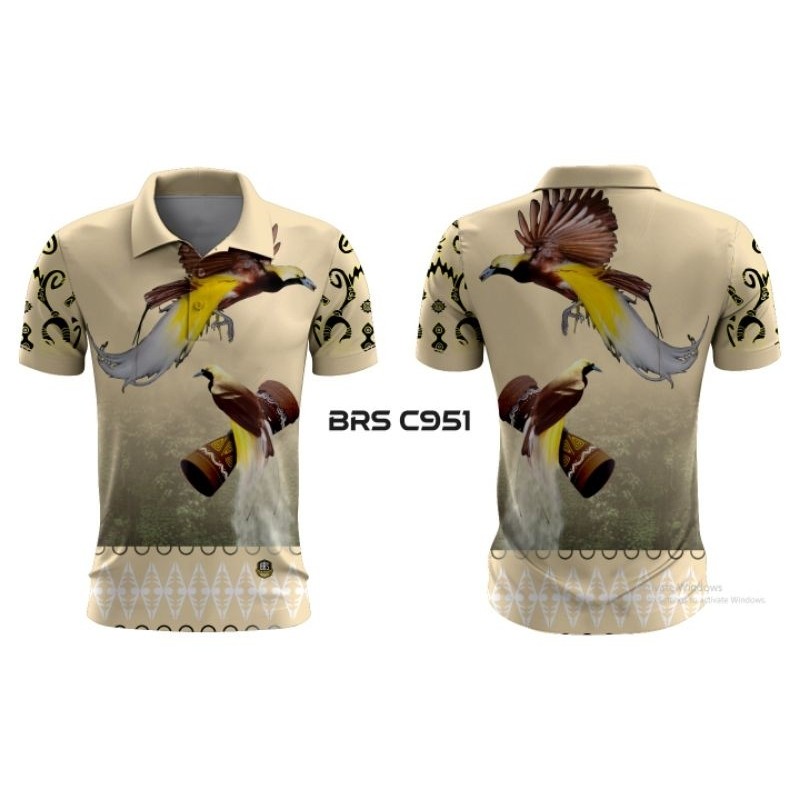 Kaos Jersey Papua - Kerah Polo - Motif Batik - Emboss - Full Printing - BRSC951EW