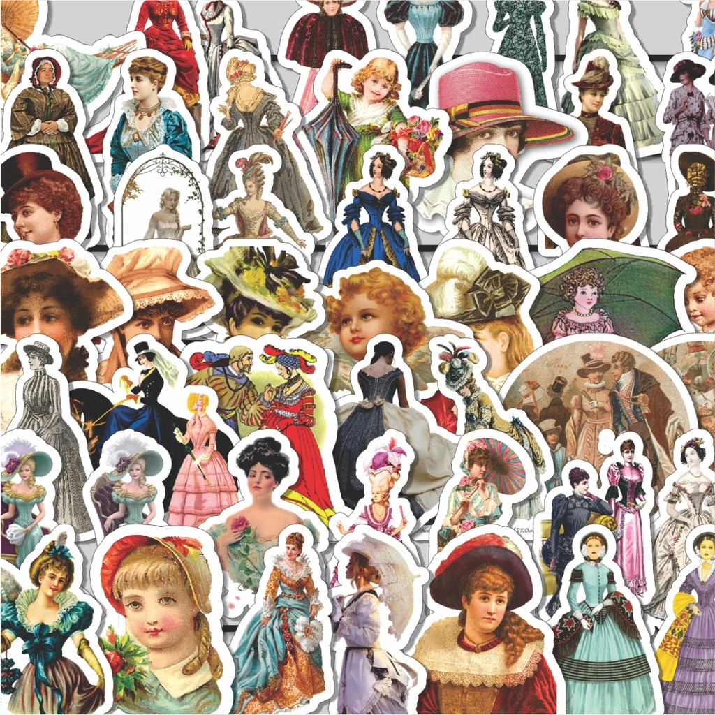 

Stiker Cutting Pack Stiker Series Victorian Fashion Isi 100Pcs Series Aesthetic Lucu Keren Untuk Koper Bahan Vynil