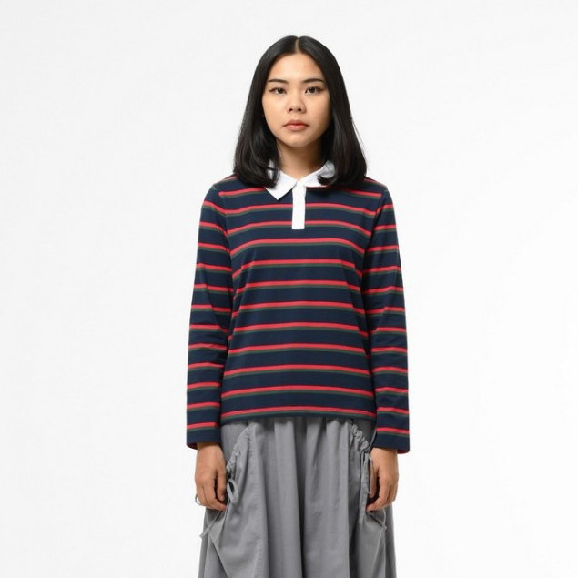 FOPE.DUSTYZ 3Second Kaos Kerah Wanita Lengan Panjang Regular Fit Stripe Tee Geneva HP-C101224