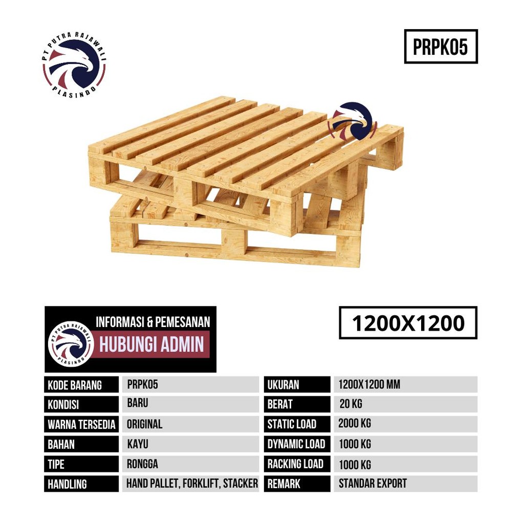 

Pallet Kayu Baru Ukuran 1200x1200 mm - PRPK05 - Original