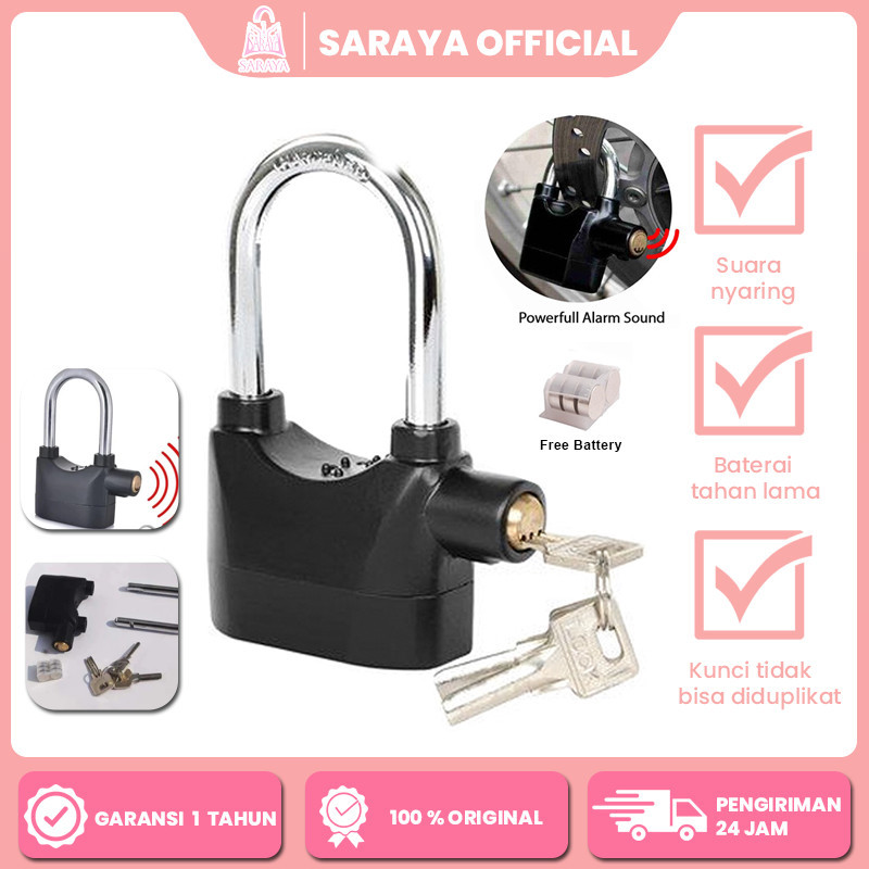 ALIANSHOP Pencuri Ring Panjang Pengaman Motor / Gembok Alarm Suara Anti Maling / Gembok Anti Maling 