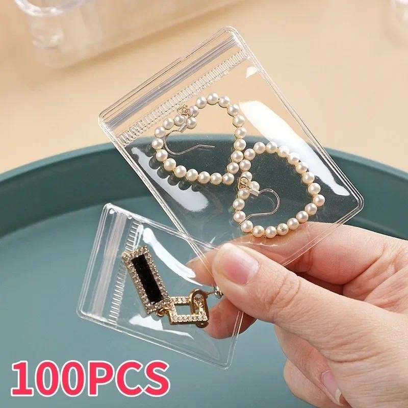 10-100pcs PVC Self Sealing Plastic Jewelry Zip Lock Bags Reclosable Thick Transparent Ziplock Gift P