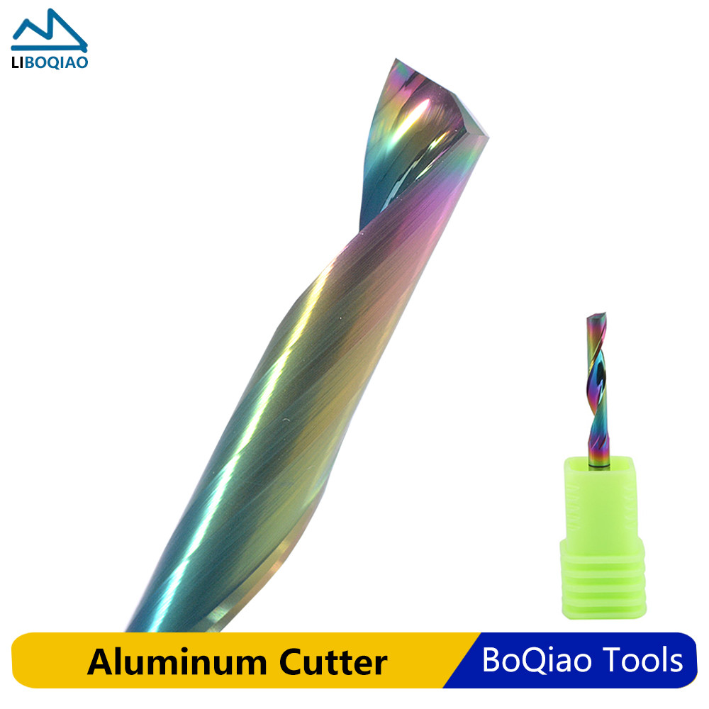 1Pcs Milling Cutter For Aluminum 3.175/4/5/6/8/10/12mm Single Flute  End Mill DLC Coated CNC Bit Alu