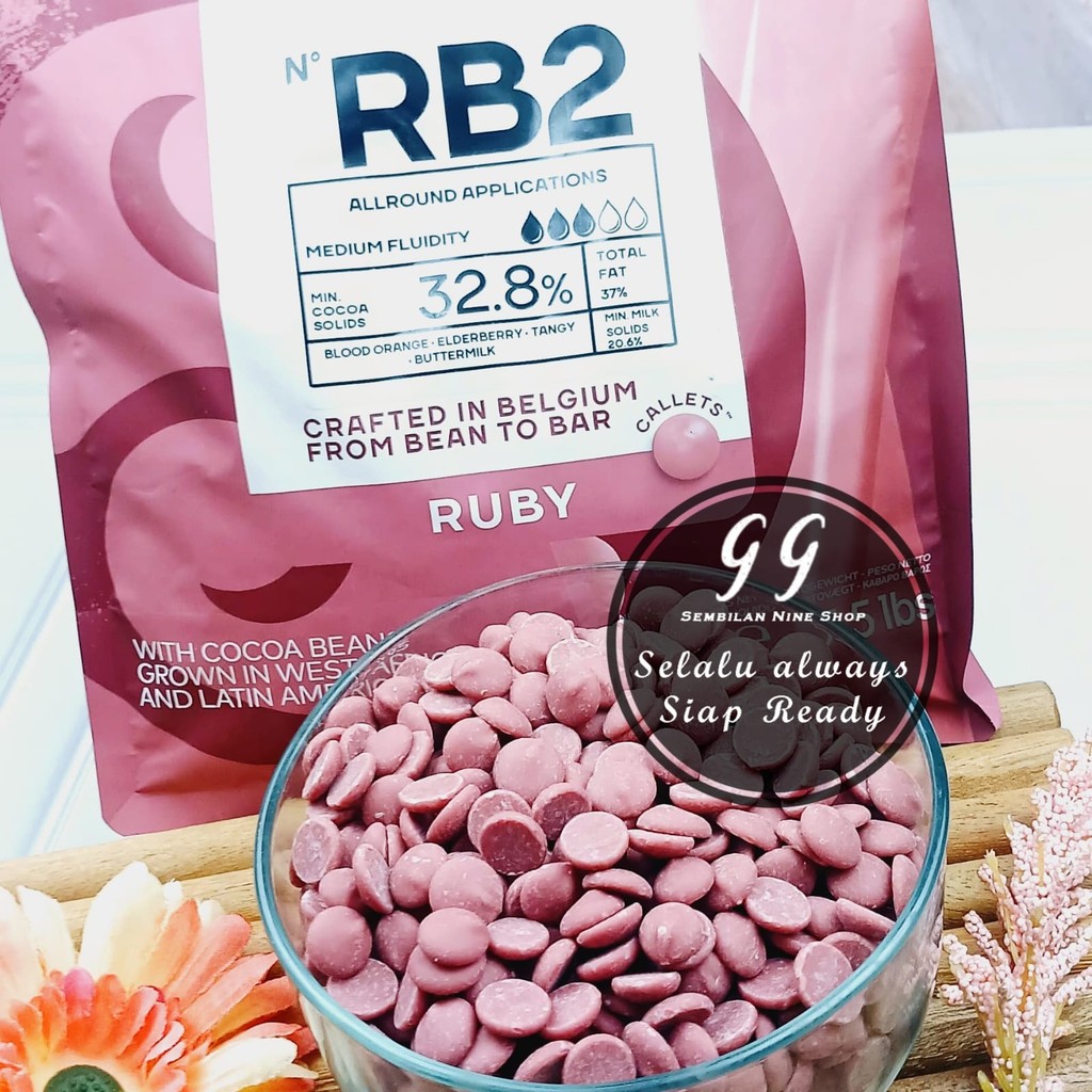 

Callebaut 250 Gram RUBY Chocolate RB2 32.8 % Cocoa Cokelat Coklat Rubi Couverture