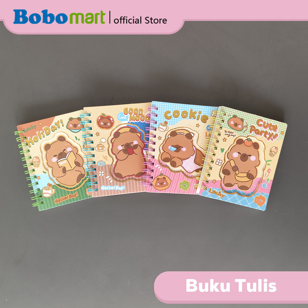 

BOBOMART Notebook Spiral A7 Capybara – Buku Catatan Mini Lucu 80 Lembar Bergaris DP-888-45