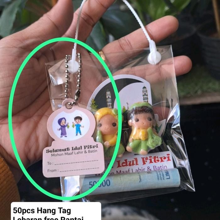 

50pcs Hangtag Lebaran anak muslim free rantai