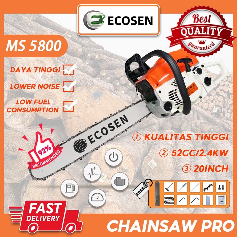 Mesin Chainsaw Alat Pemotong Gergaji Lanjut Bensin Portabel 20/22/24 Inch/Senso Mini Pemotong Kayu