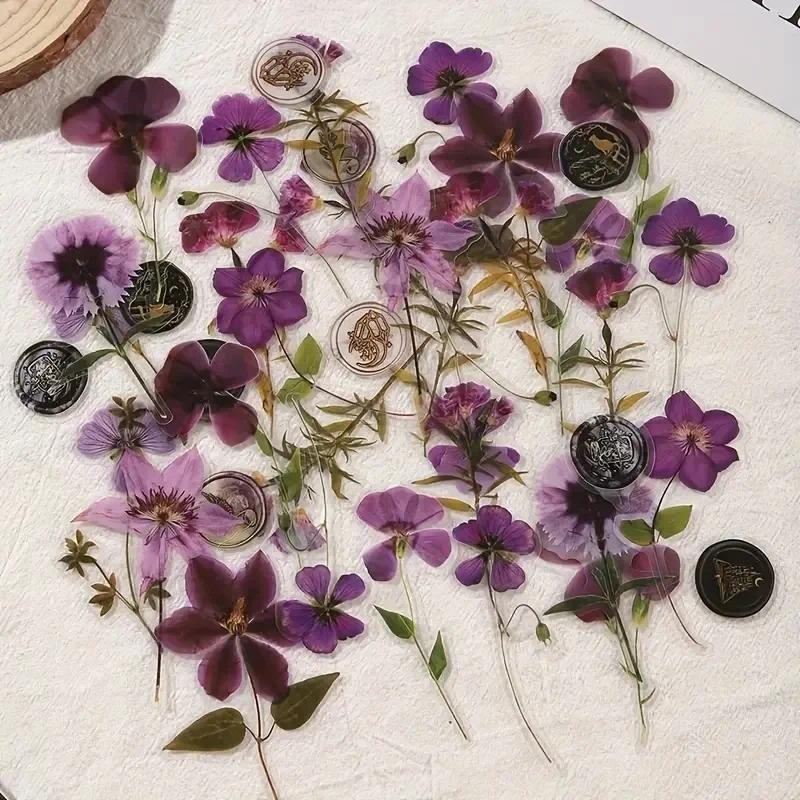 

Journamm 40 pcs Dried Flower Collection Record PET Stickers Decorative handmade Scrapbooking Material Diary Album Craft Supplies