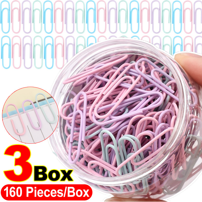 

Colorful Metal Silver Paper Clips for Paperwork Stainless Steel Bookmark Paperclips Organizers Stationery Office School Supplies