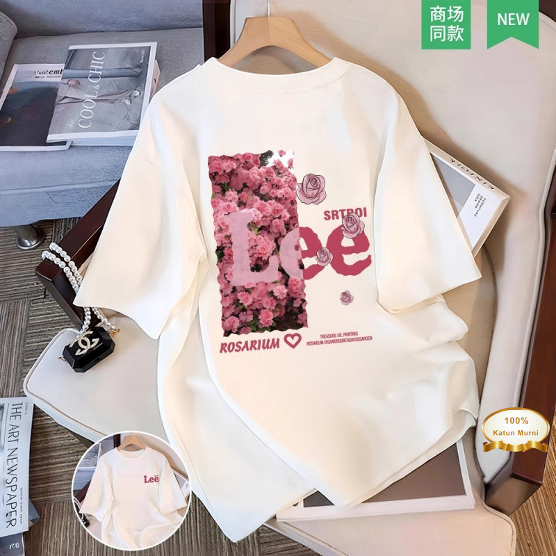 Kaos Pria Motif Bunga Mawar - Desain Romantis, Bahan Cotton Adem & Cepat Kering + Diskon 50% + COD