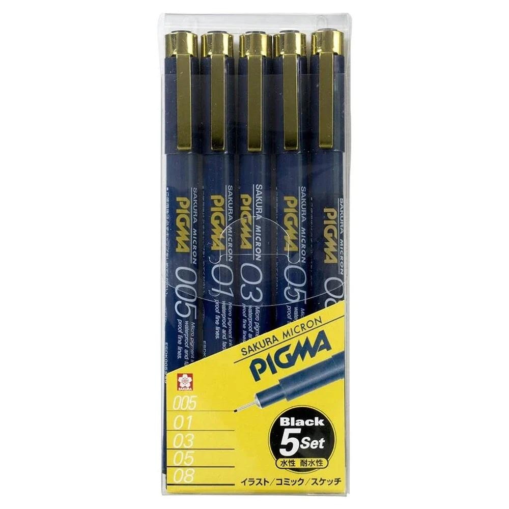 

Sakura ESDK-5A Water-based Pen Pigma Micron Pen Set Drawing Pens Black Ink Markers Painting Art Supplies for Artist Stationery