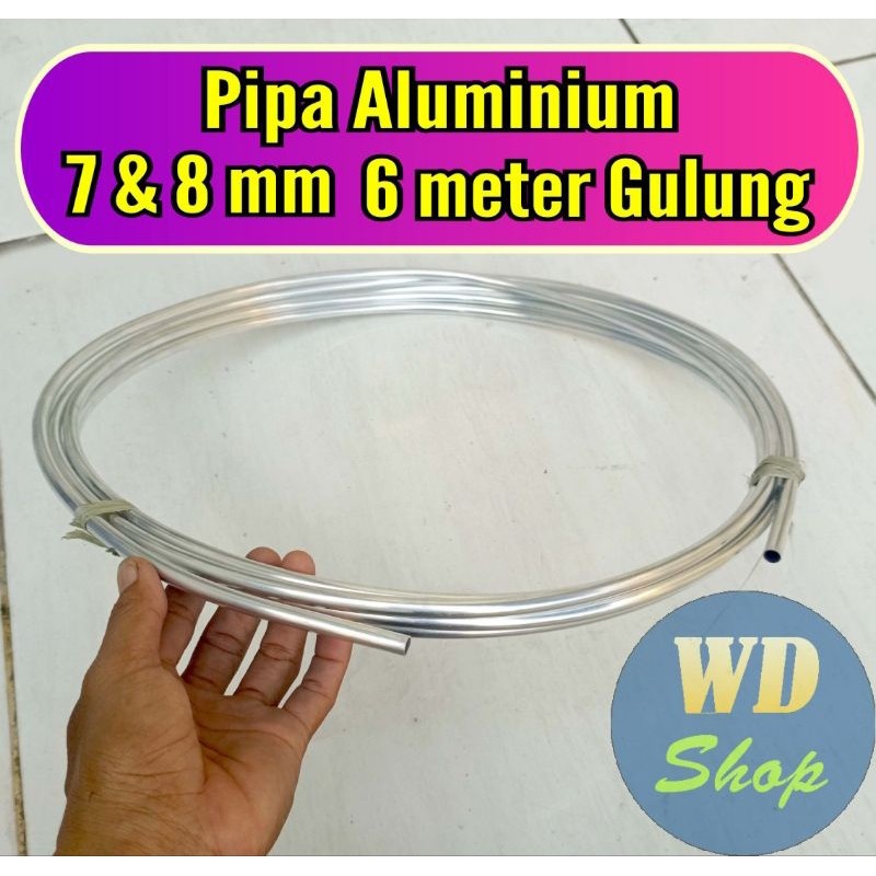 Pipa aluminium 8 mm dan 7 mm panjang 6 meter gulung