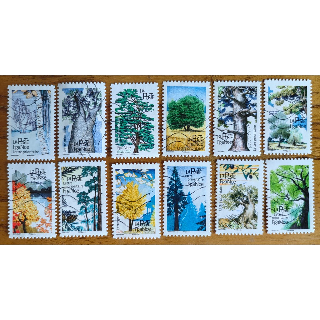 

Real Used French Post Stamps Postage Year 2018 France Trees Complete Set 12 Collectible Postage Stamps Material For Scrapbooking