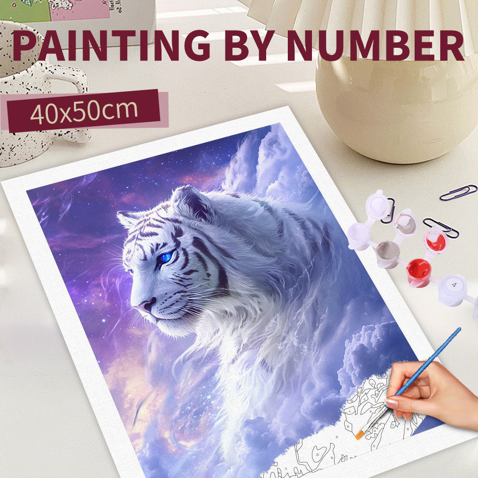 

RUOPOTY Diy Paint By Number For Adults Kits Cat Acrylic Paint Picture Animal Painting By Numbers Creative Hobby For Home Decor