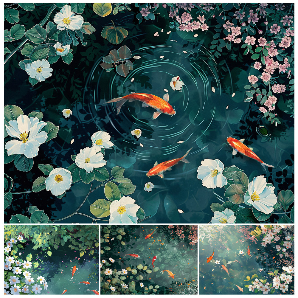 

Hand Painting Pond Lotus Goldfish Flower Animals Landscape Painting By Numbers Kit DIY Artwork Canva Art Home Decoration Gift
