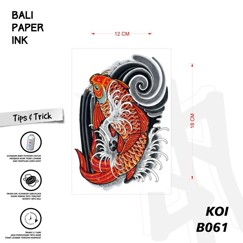 Bali Paper Ink B061 Koi Tatto Temporary Basic Tato Temporer