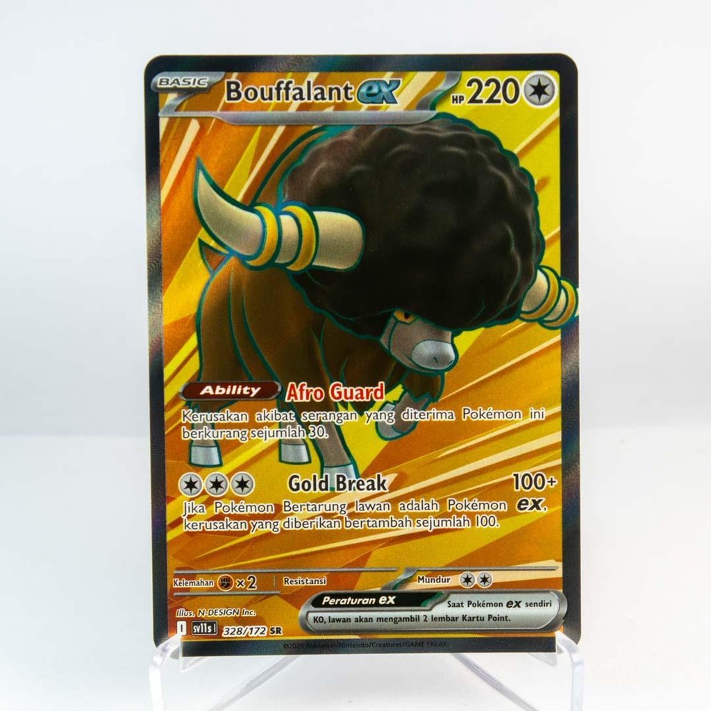 Bouffalant EX SR 328/172 SV11s Hitam & Putih Kartu Pokemon TCG Original Indonesia