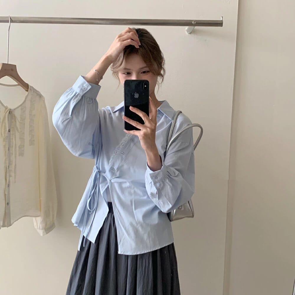 ZETERINDO - ZJD KEMEJA SOSANA MODEL KIMONO KERAH SANGHAI LENGAN PANJANG WANITA OUTFIT NONGKRONG CAFE