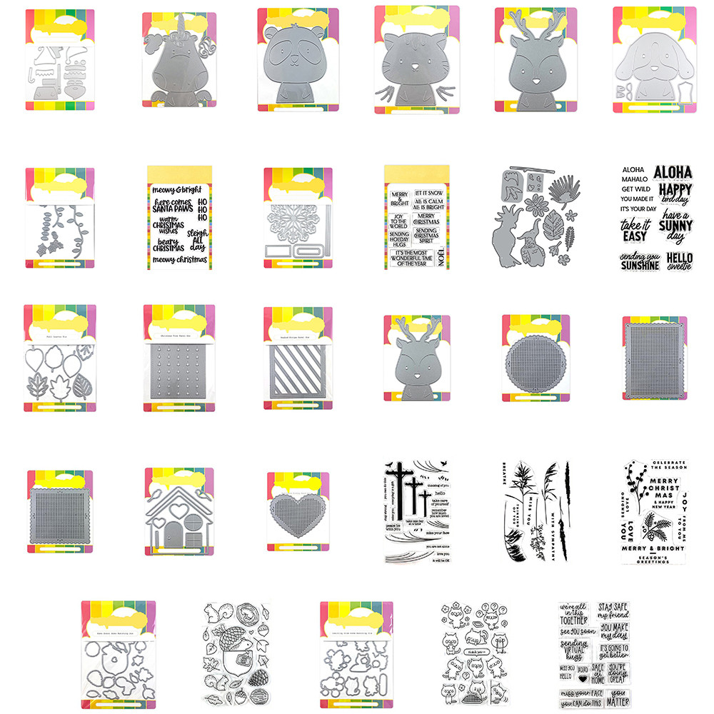 

Critter Star Snowflake Collection Stitched Cutting Dies Happy Wishes Clear Stamps for DIY Scrapbooking Decor Paper Cardmaking