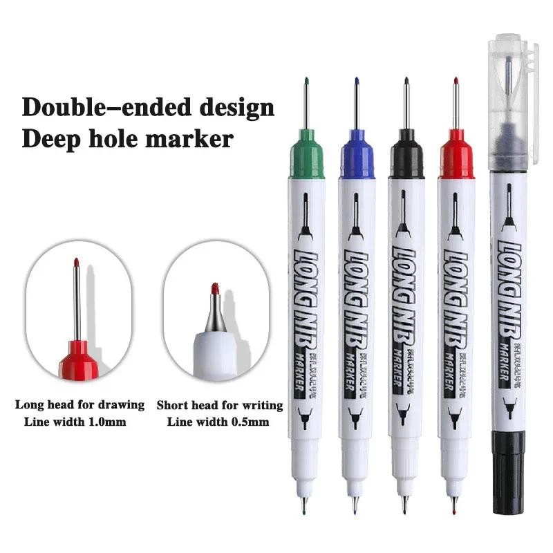 

20mm Double-Tip Deep Hole Long Head Nib Marker For Metal Waterproof Woodworking Decoration Multi-Purpose Black Blue Red Green